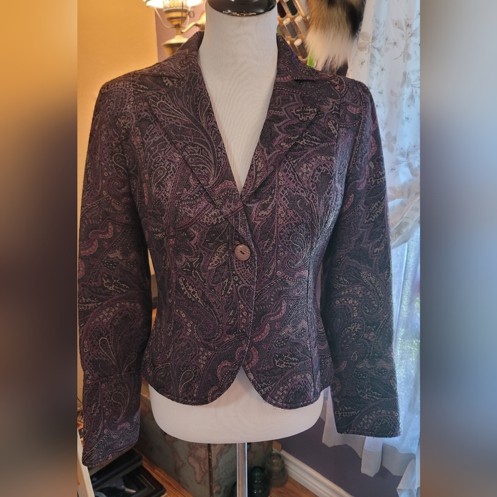 Chic Paisley Blazer in Purple and Black
